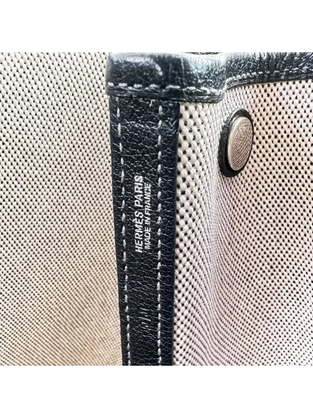 Hermes Garden Party MM Toile H Tote Black White